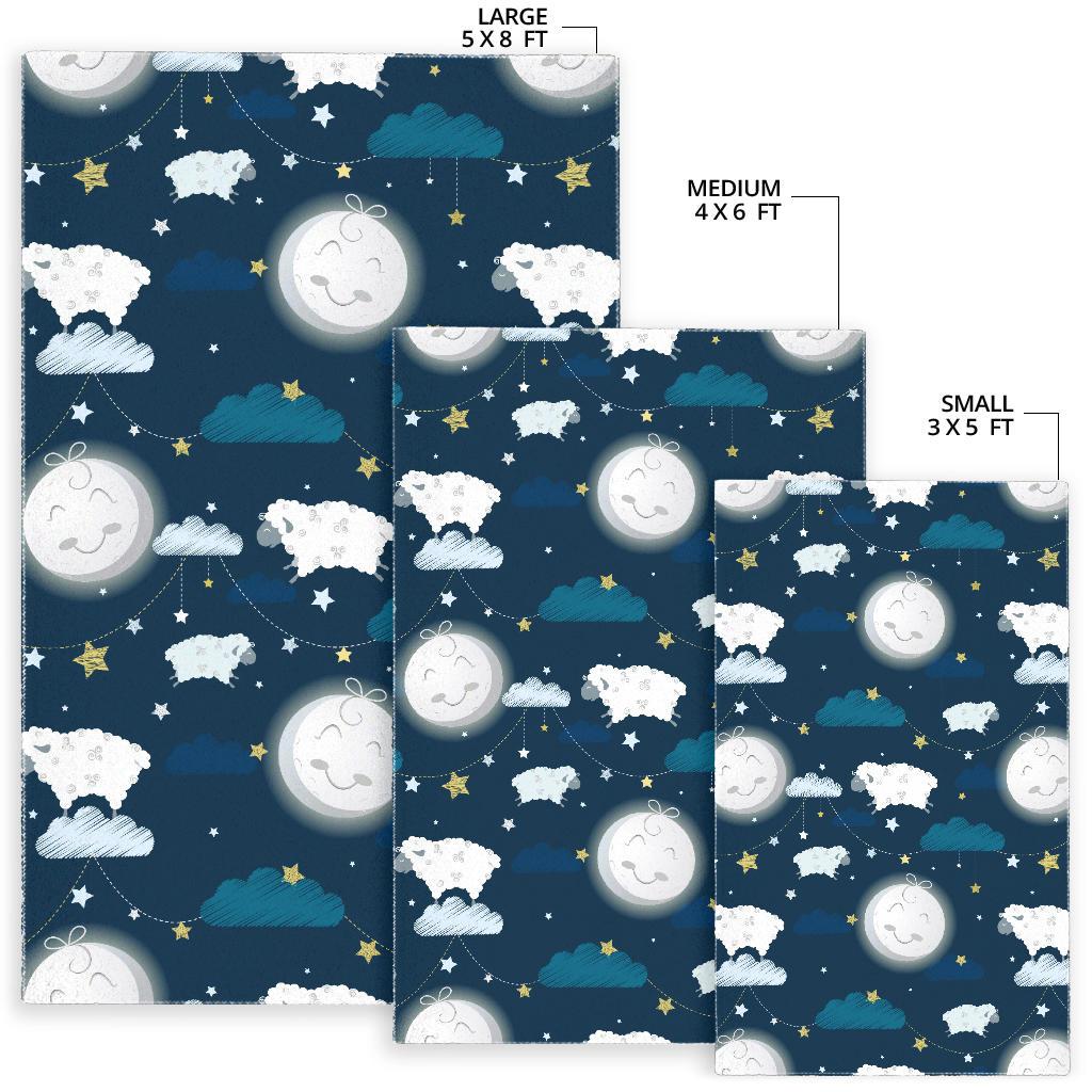 Sheep Playing Could Moon Pattern  Area Rug