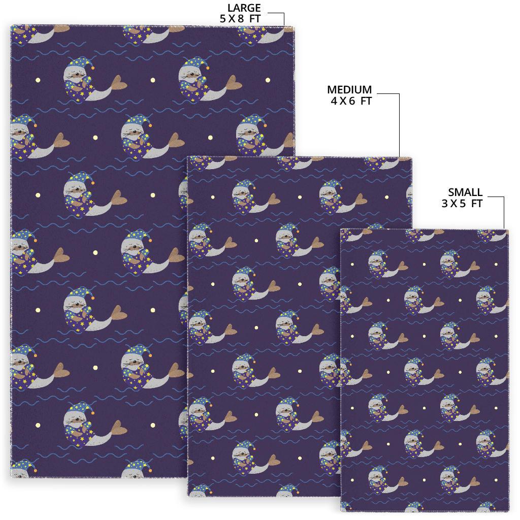 Sleeping Sea Lion Pattern Area Rug