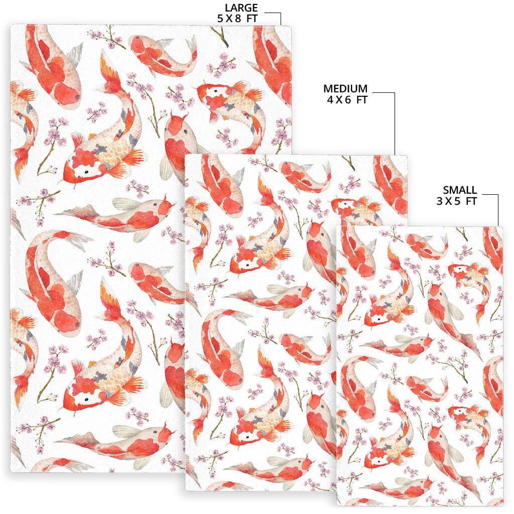 Watercolor Koi Fish Carp Fish pattern Area Rug
