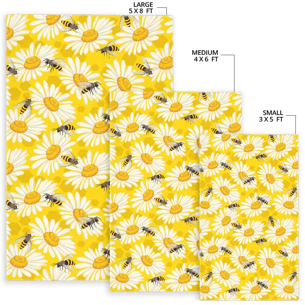Bee Daisy Pattern Area Rug