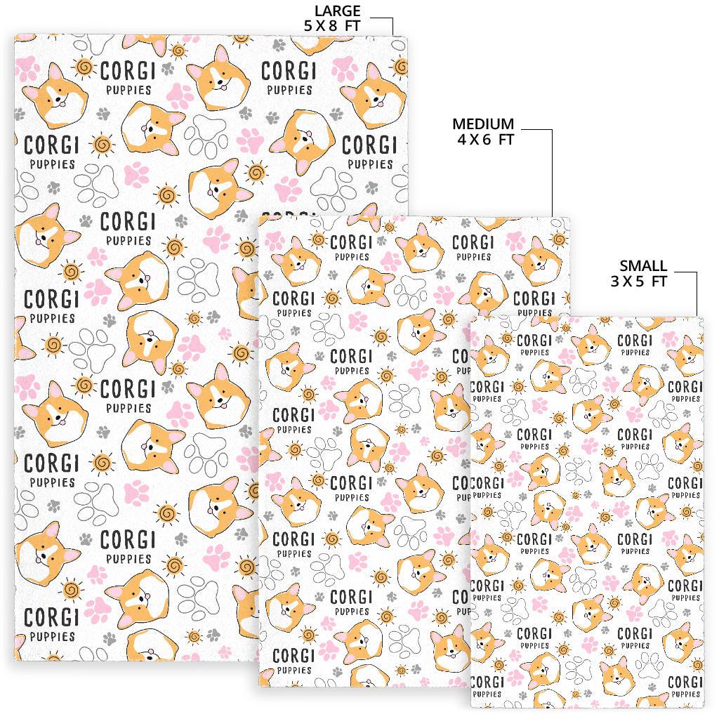 Corgi Dog Pattern Area Rug