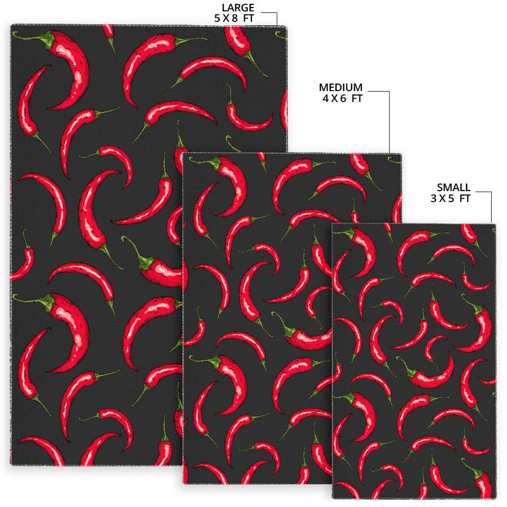 Chili peppers pattern black background Area Rug