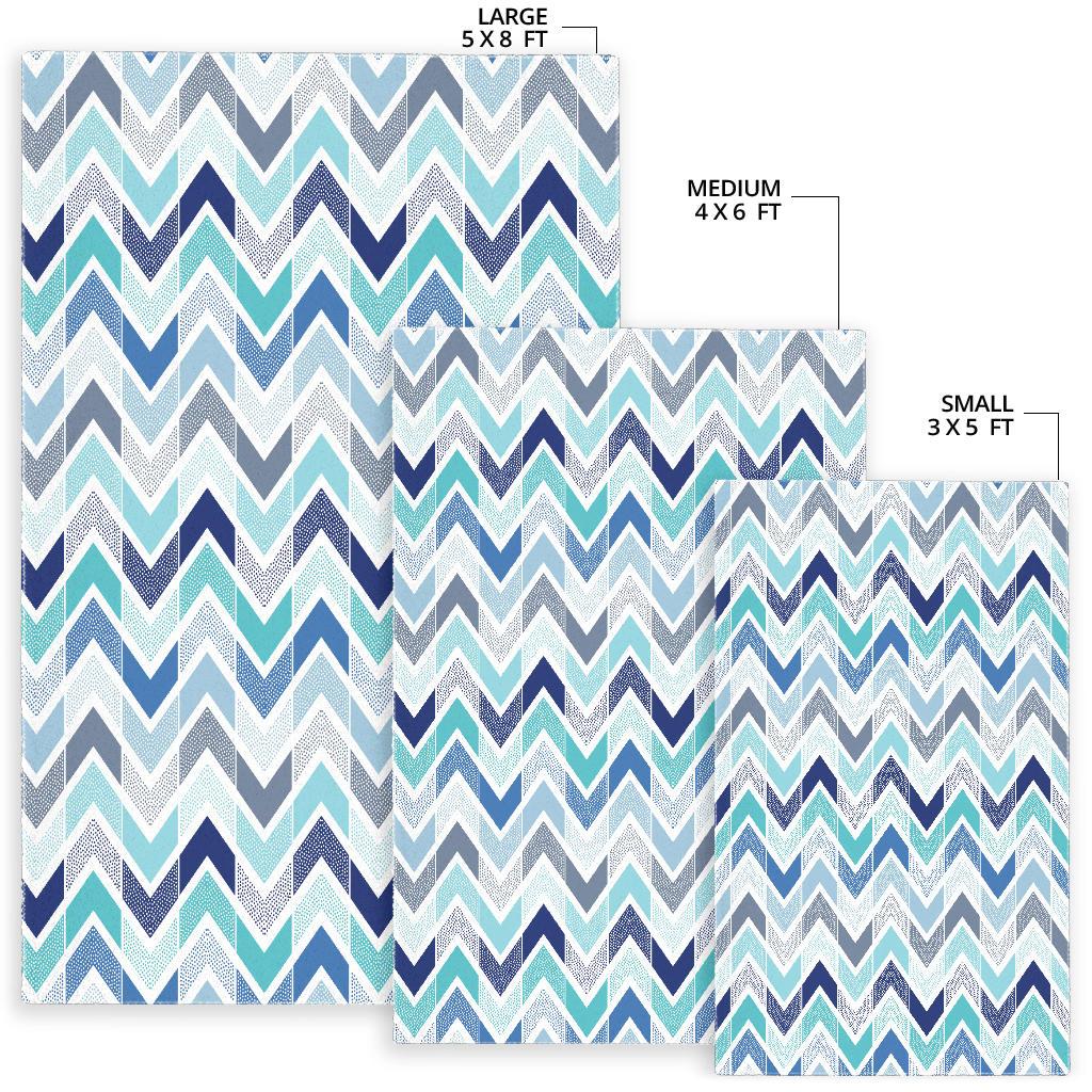 zigzag  chevron blue pattern Area Rug
