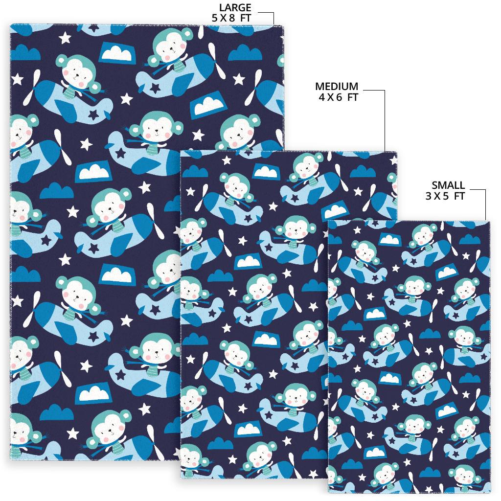 Monkey in Airplane Pattern Area Rug