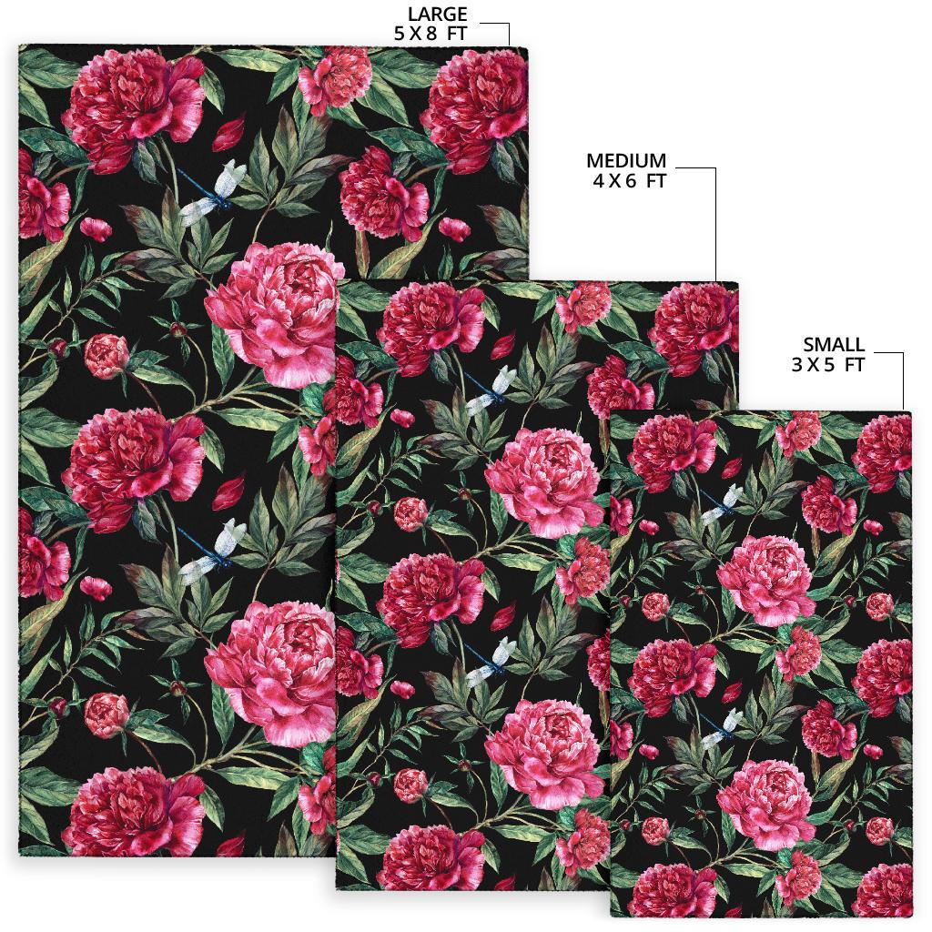 Peony Pattern Print Design PE04 Area Rugs