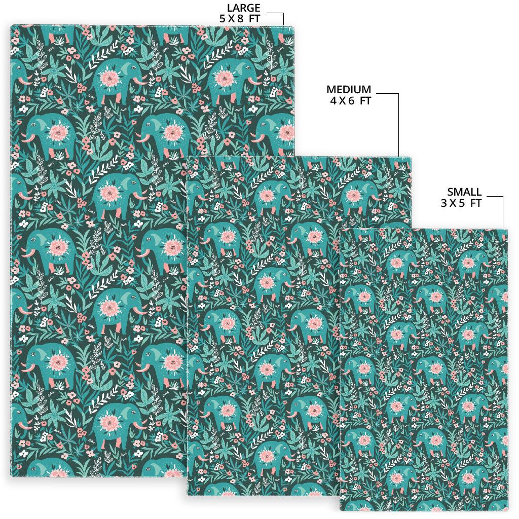 Elephants jungle pattern Area Rug