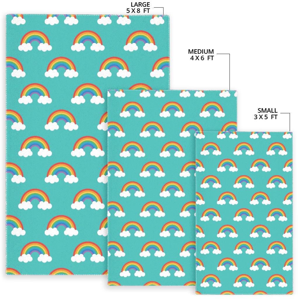 Rainbow pattern green background Area Rug