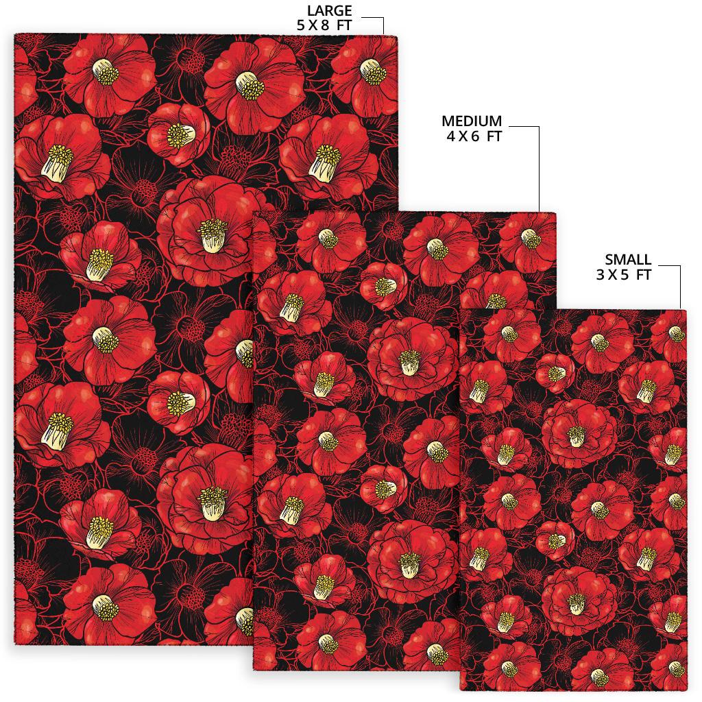 Camellia Pattern Print Design CM06 Area Rugs