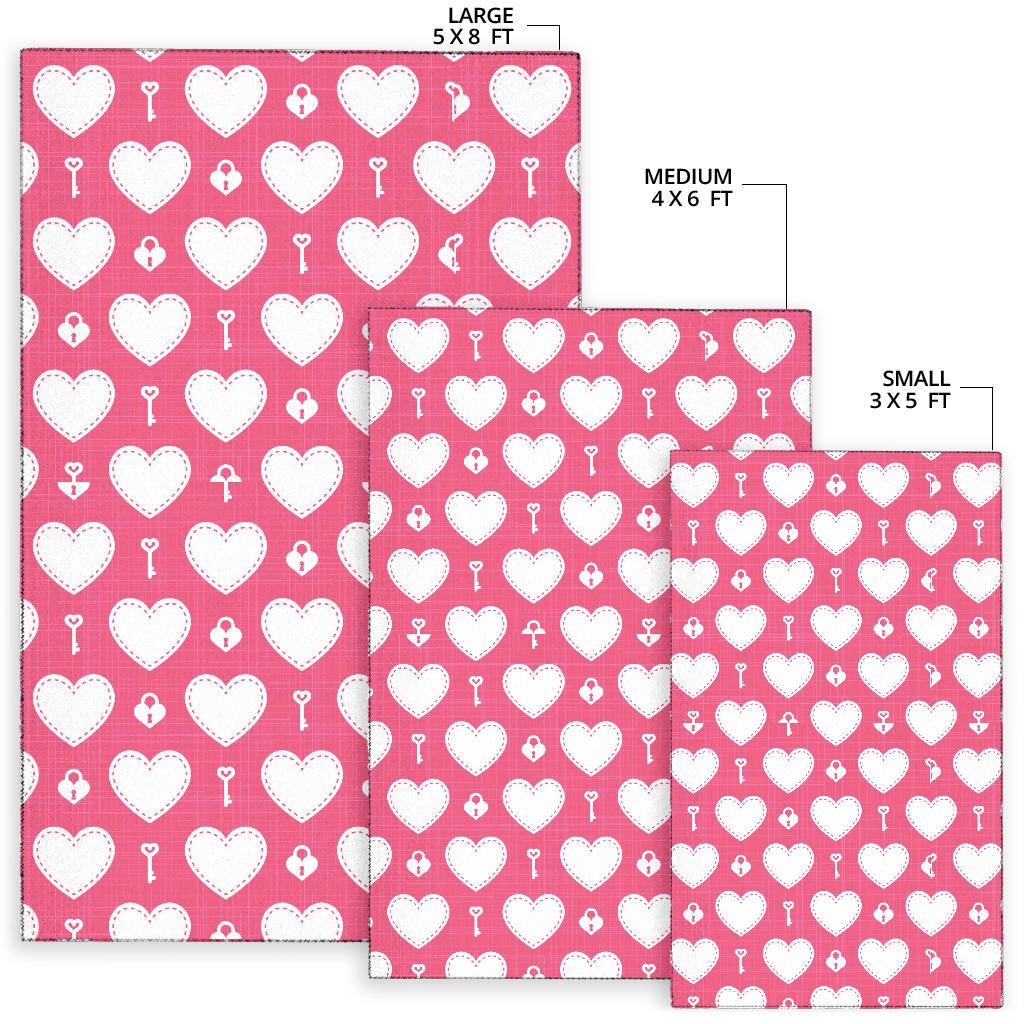 Heart Key Pattern Print Design HE09 Area Rugs