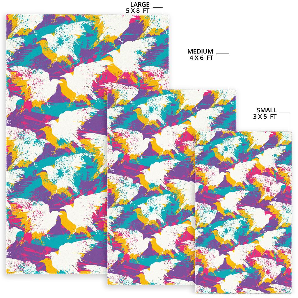Colorful crow illustration pattern Area Rug