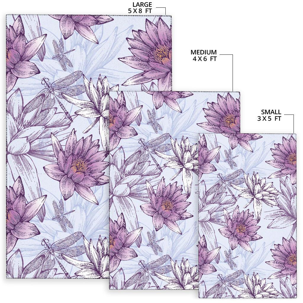 Water Lily Pattern Print Design WL01 Area Rugs