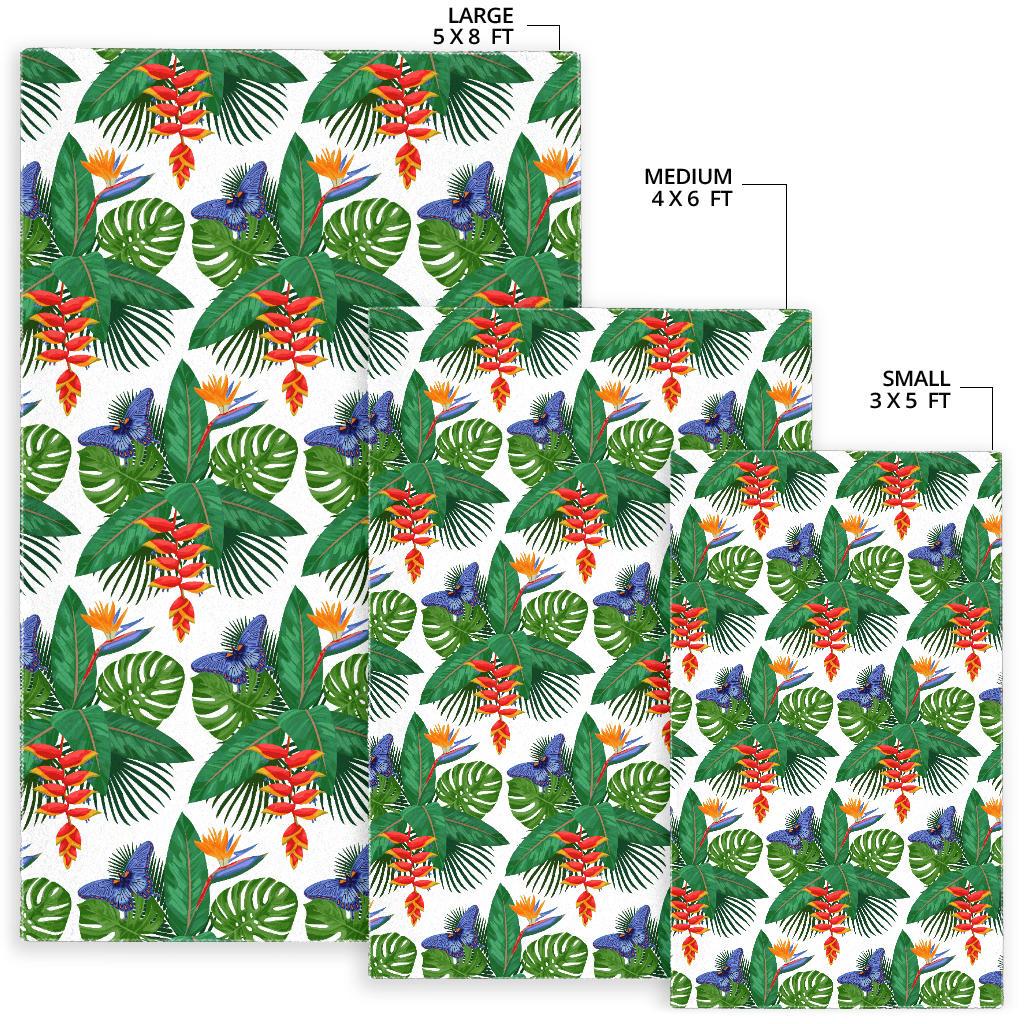 Heliconia Butterfly Leaves Pattern Area Rug