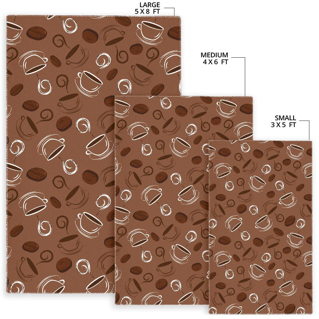 Coffee Cup and Coffe Bean Pattern Area Rug