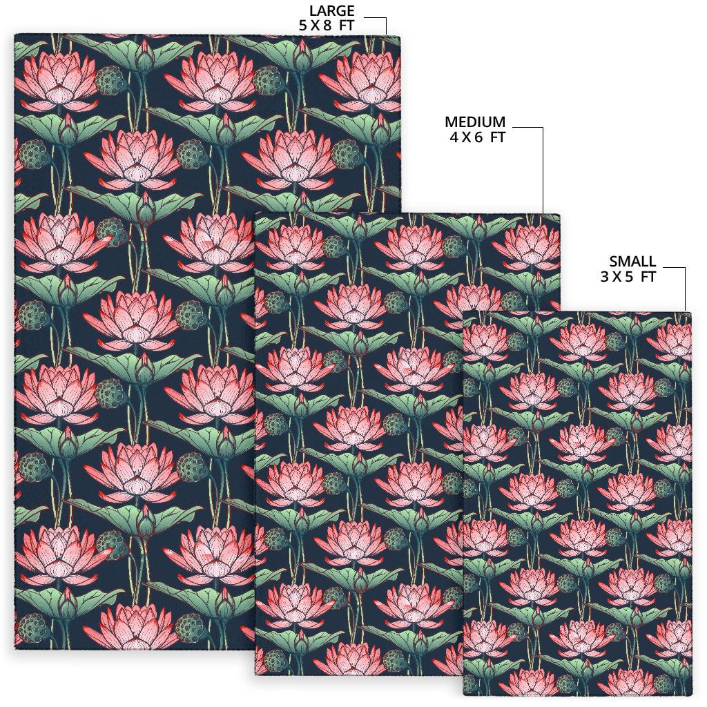 Water Lily Pattern Print Design WL03 Area Rugs