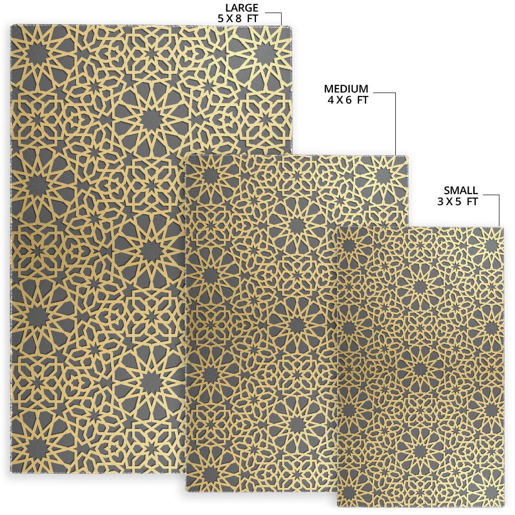 arabic star gold pattern Area Rug
