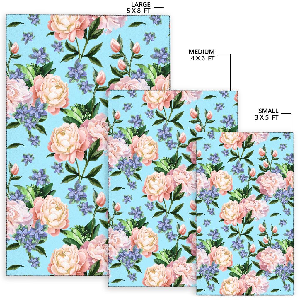 Peony Pattern Print Design PE02 Area Rugs