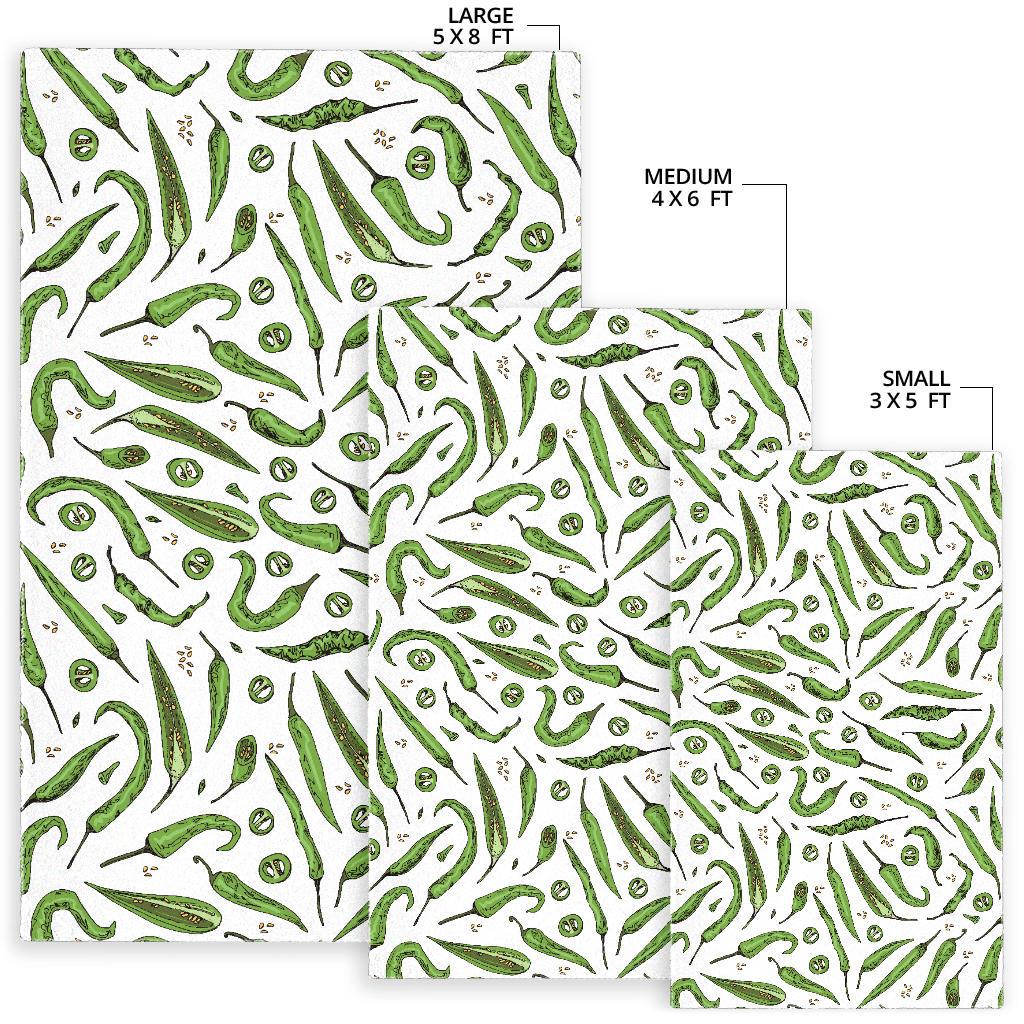 Hand drawn sketch style green Chili peppers pattern Area Rug