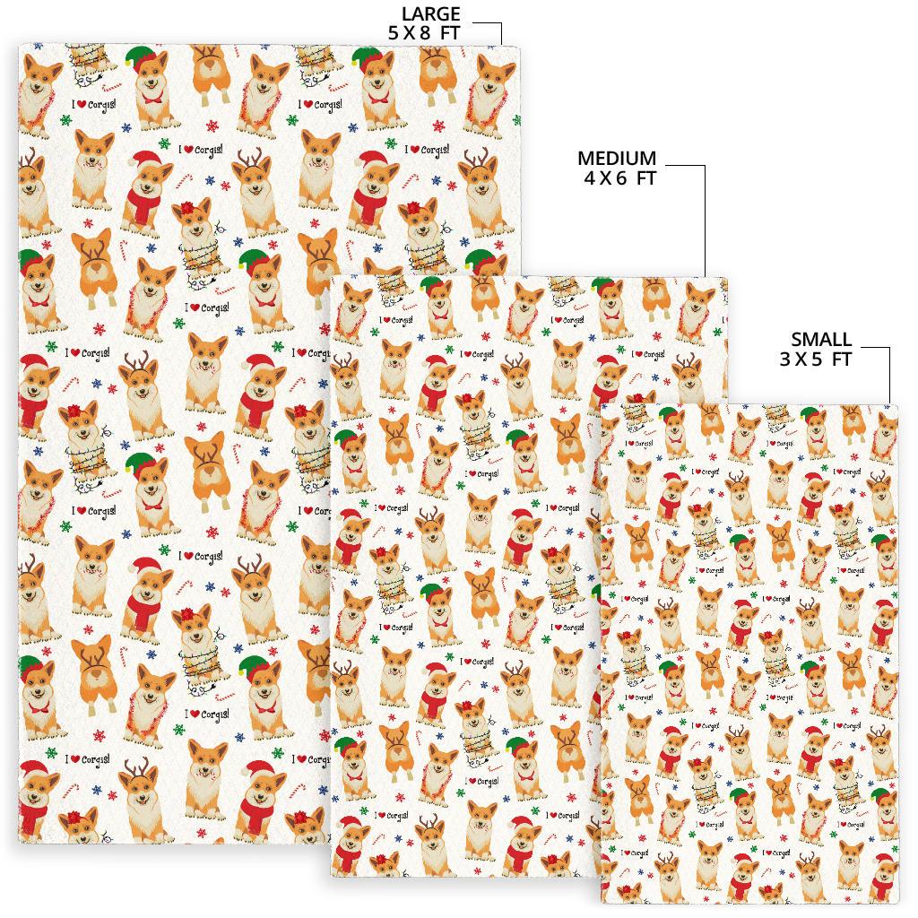 Christmas Corgi Pattern Background Area Rug