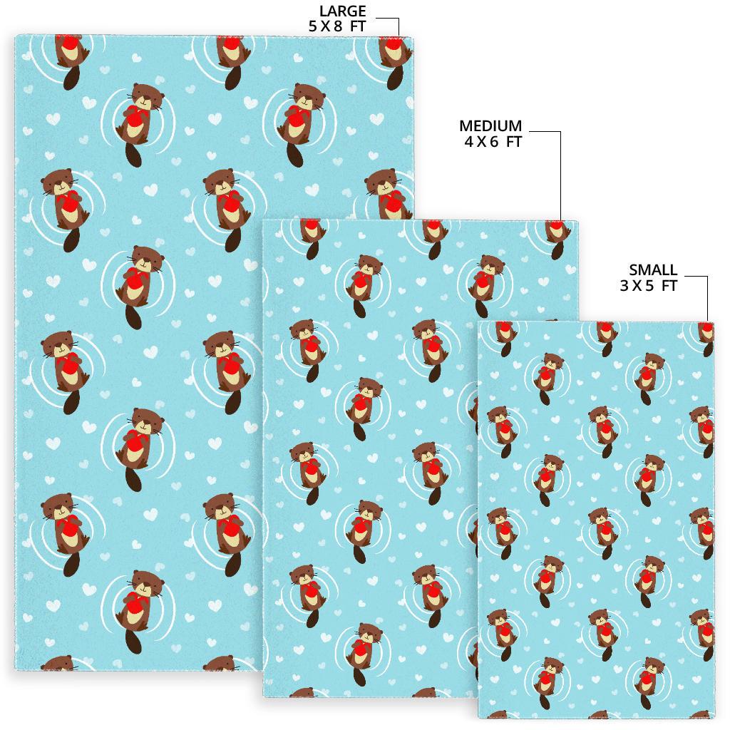 Otter Heart Pattern Area Rug