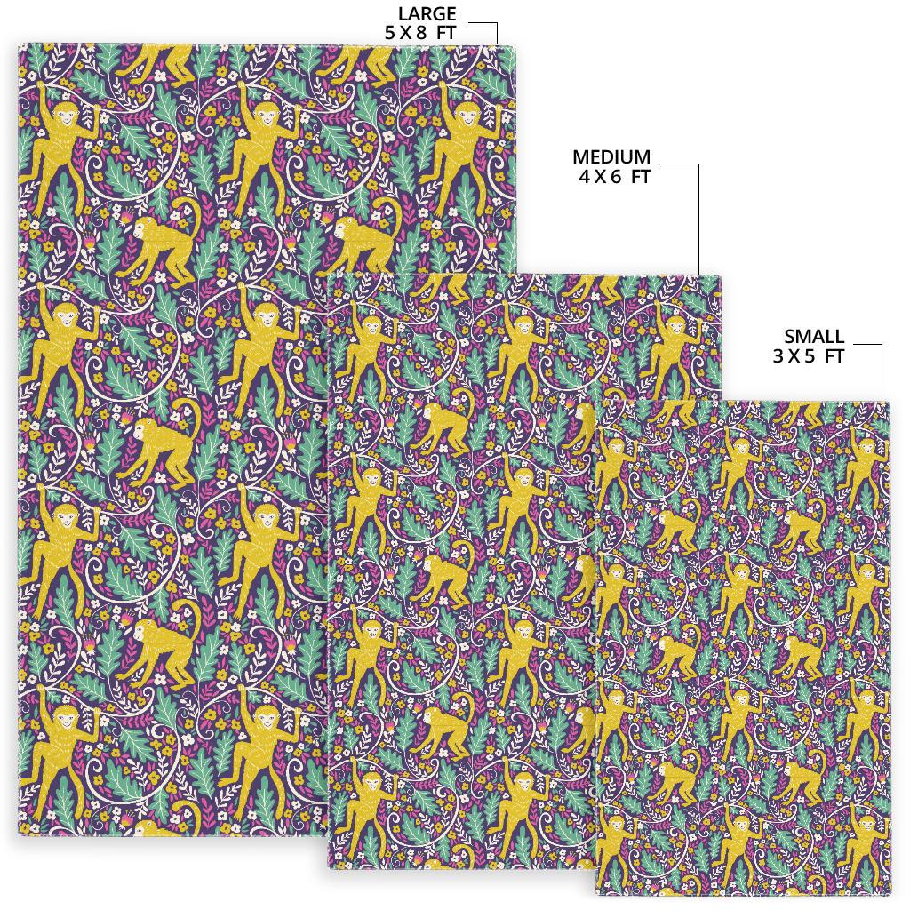 Cute yellow monkey leaves pattern Area Rug