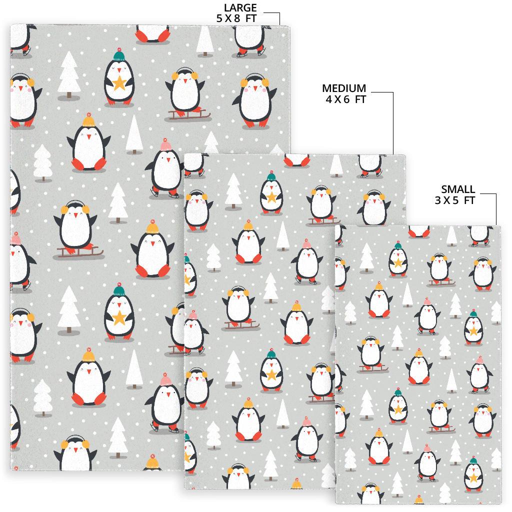Cute Penguin christmas pattern Area Rug
