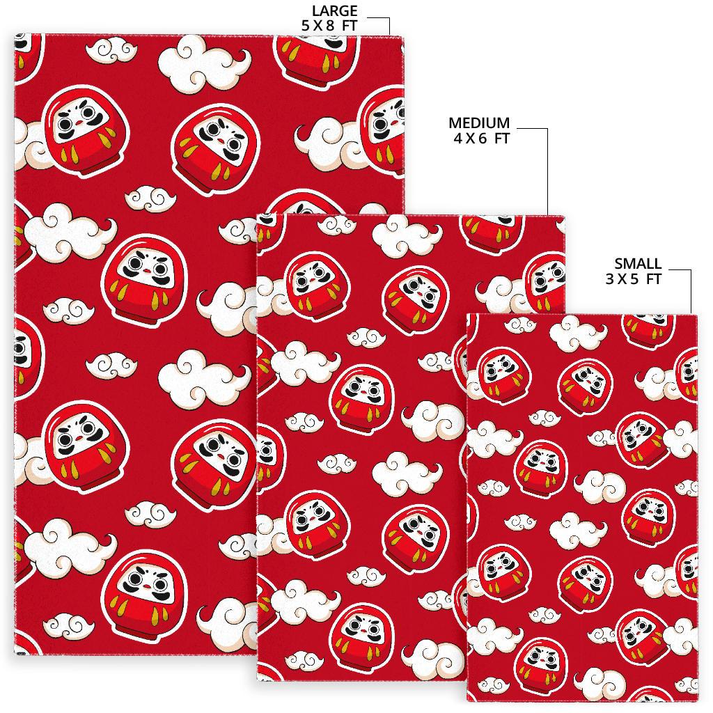 Red Daruma Cloud Pattern Area Rug