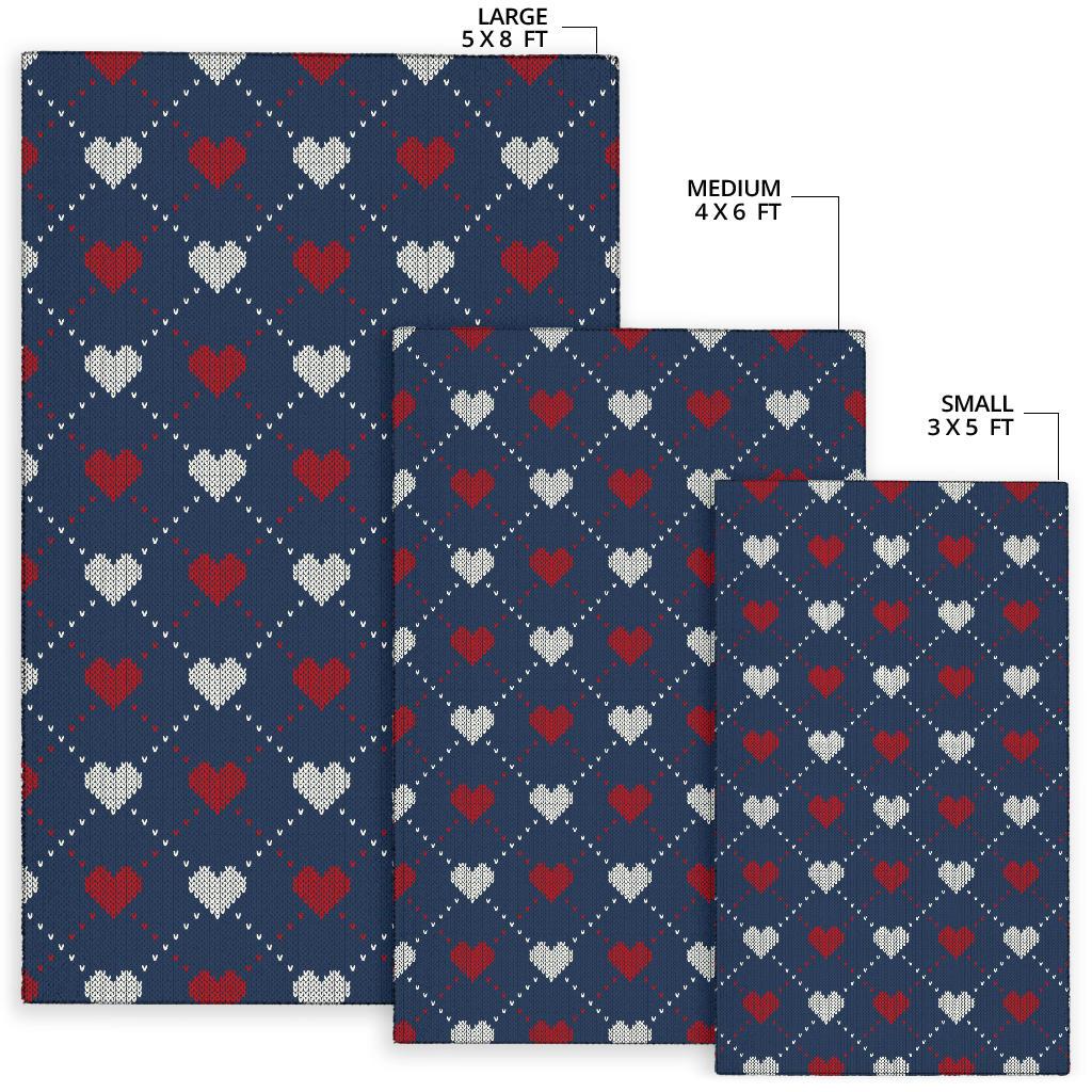 Heart Knit Pattern Print Design HE05 Area Rugs