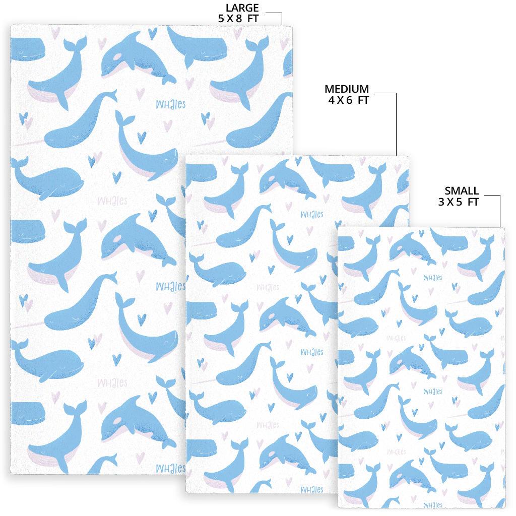 Blue whale pattern Area Rug