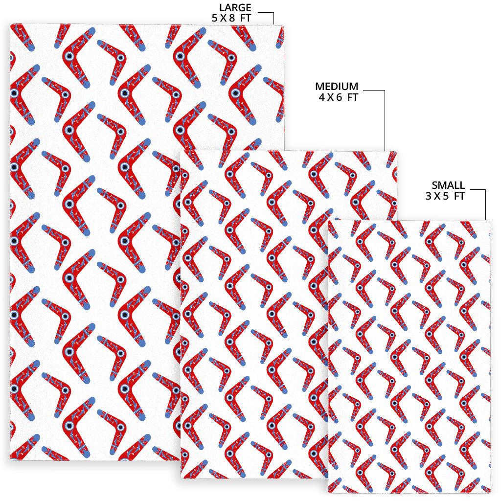 Boomerang Aboriginal Pattern White Background Area Rug