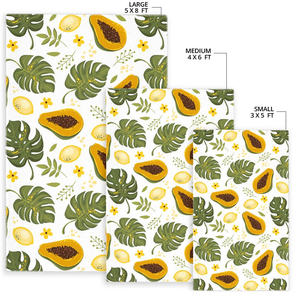 Papaya Leaves Flower Pattern Area Rug