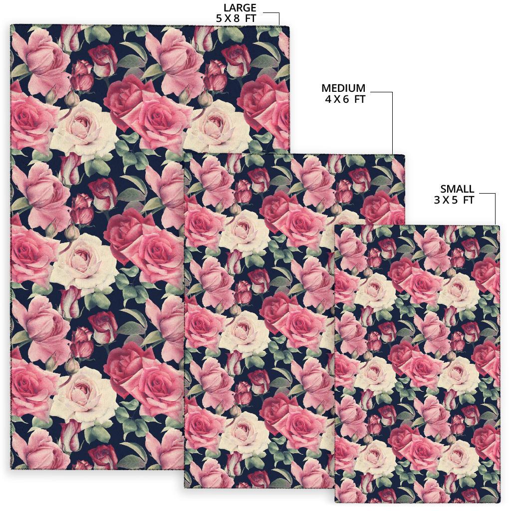 Rose Pattern Print Design RO05 Area Rugs