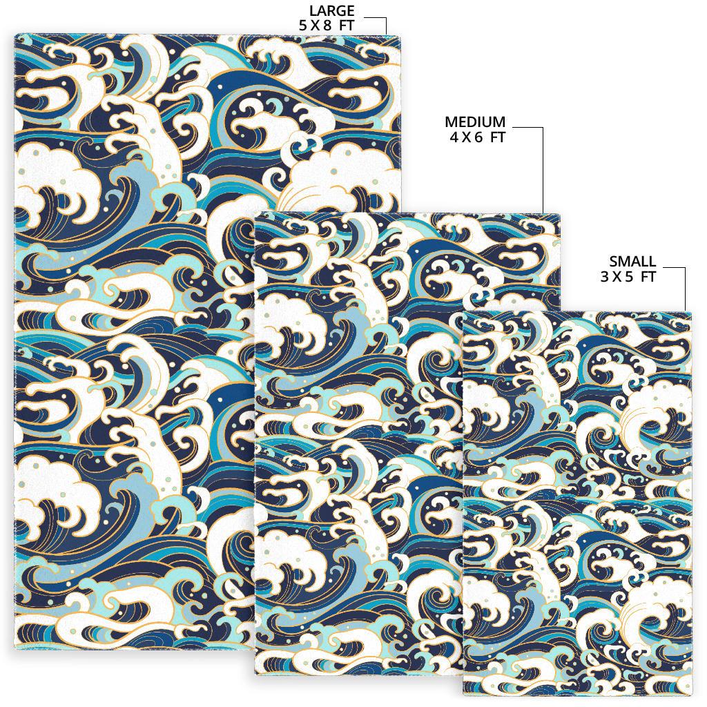 Japanese wave pattern Area Rug