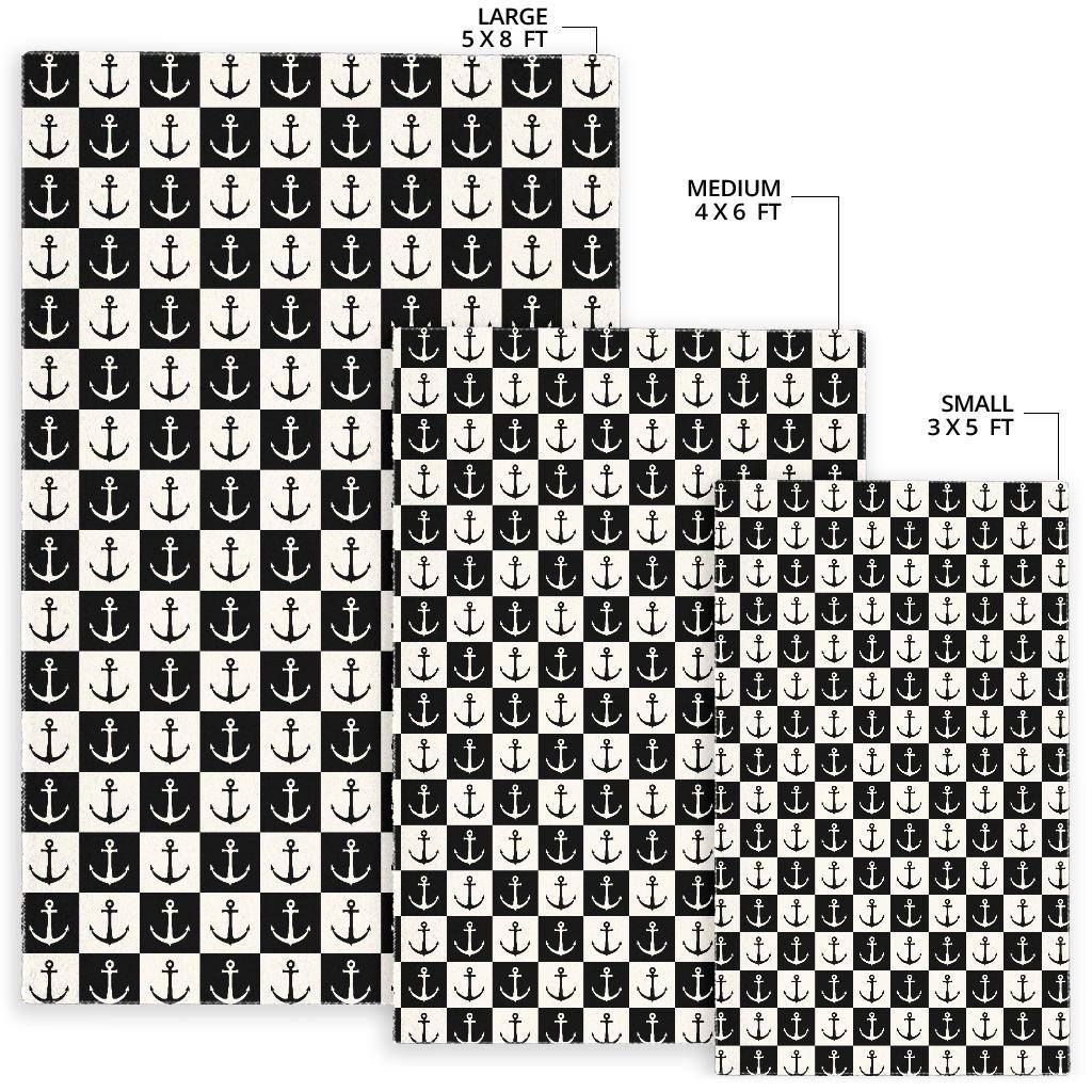 Anchor Black and White Patter Area Rug