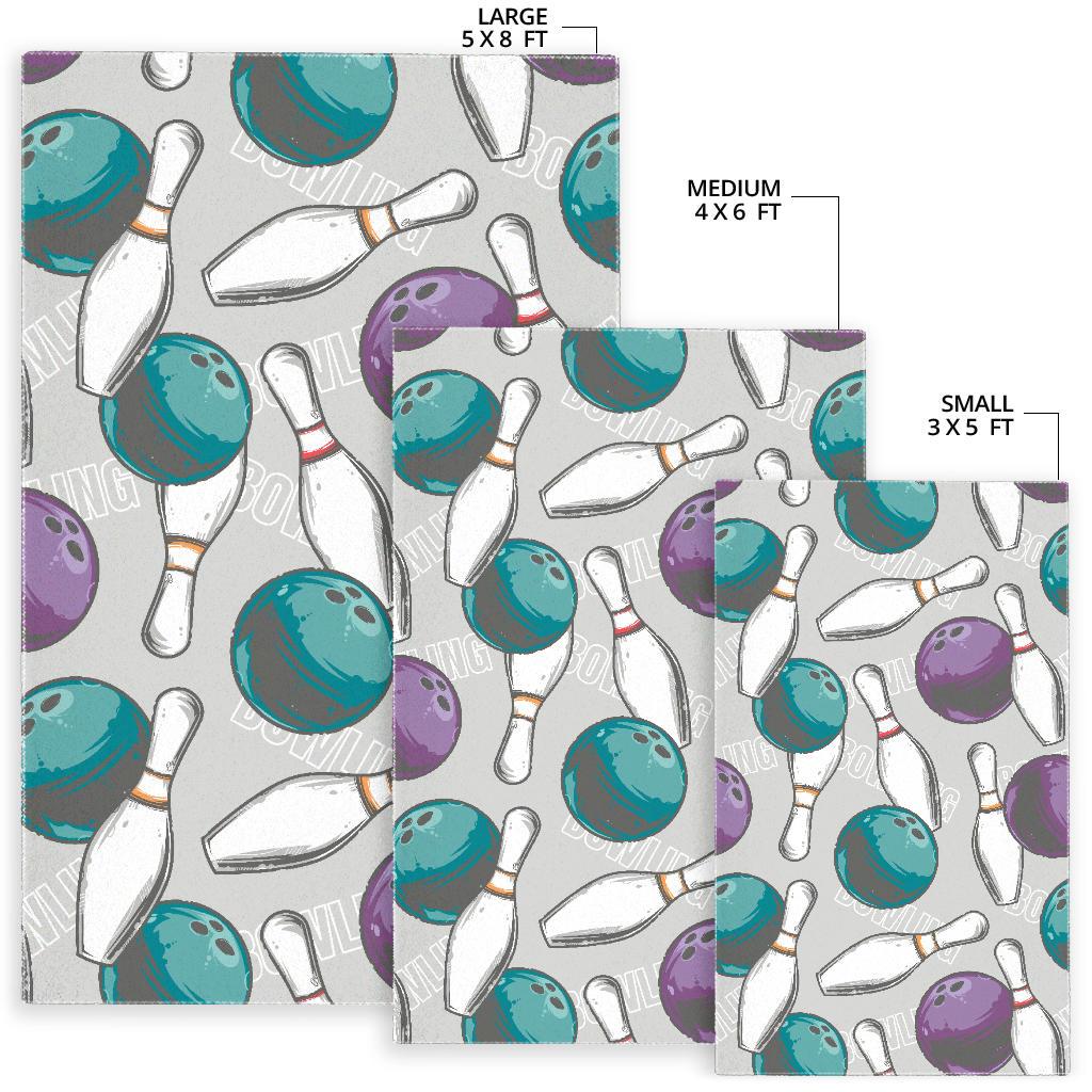 Bowling ball and pin gray background Area Rug