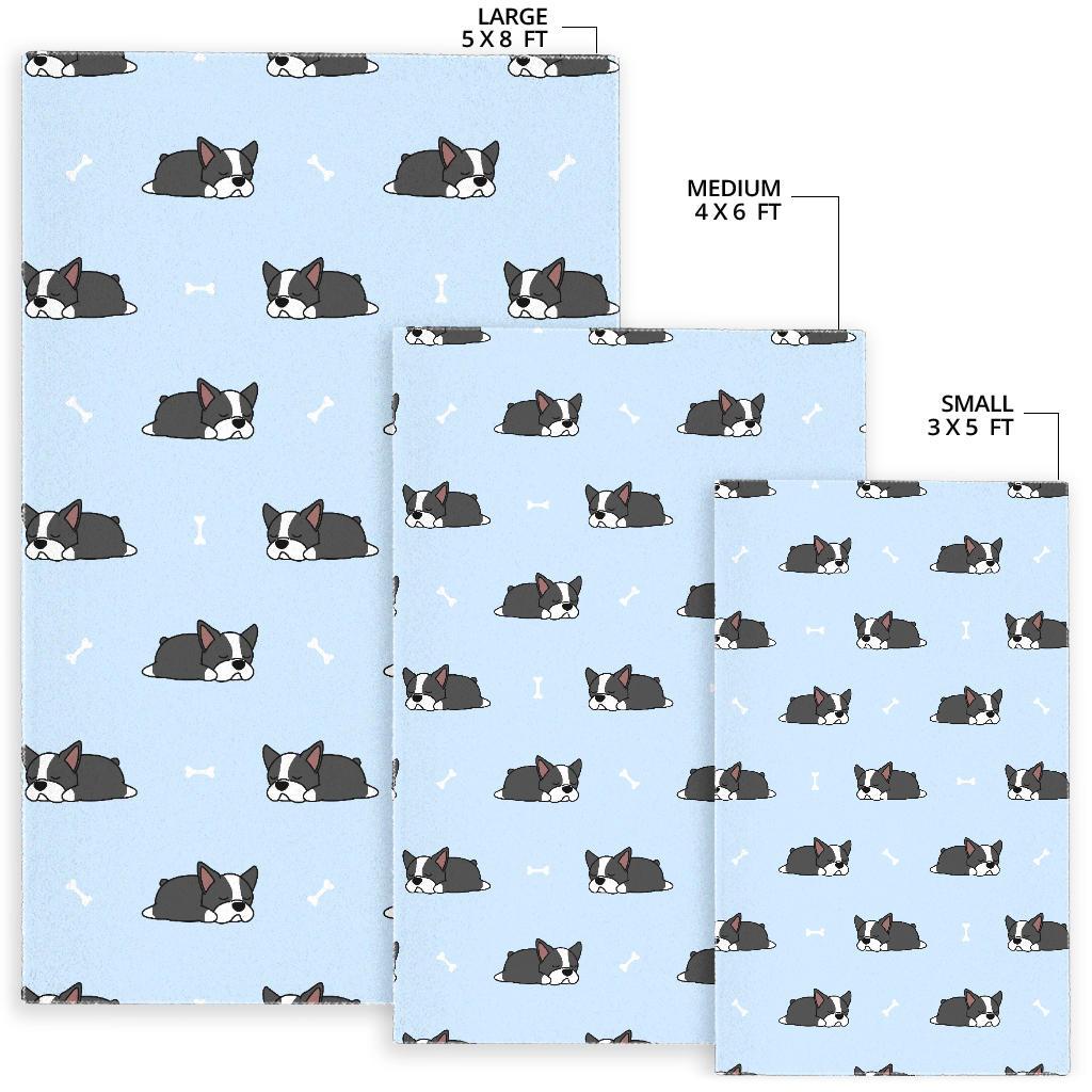 Sleep Boston Terrier Bone Pattern Area Rug