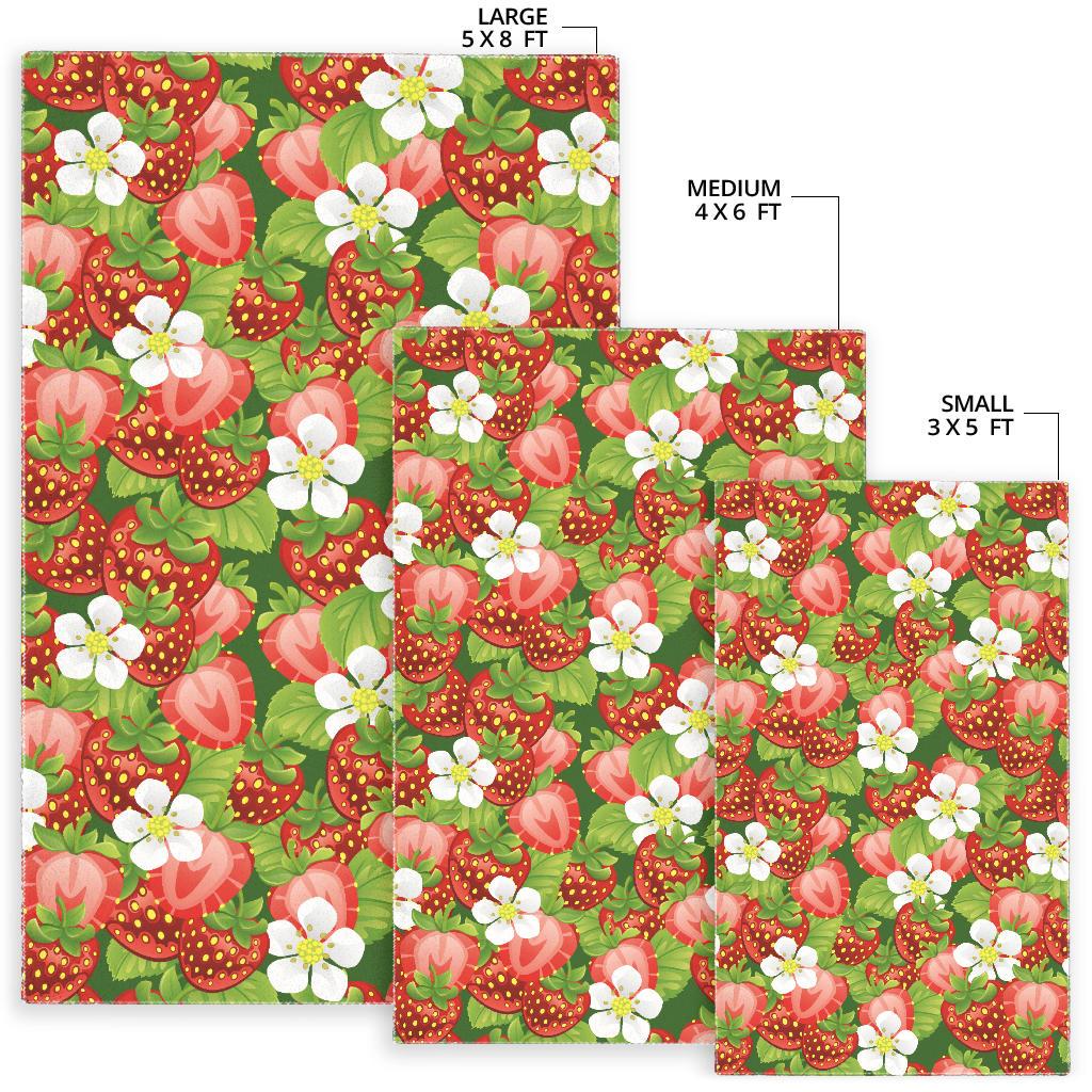 Strawberry Leaves Flower Pattern Area Rug