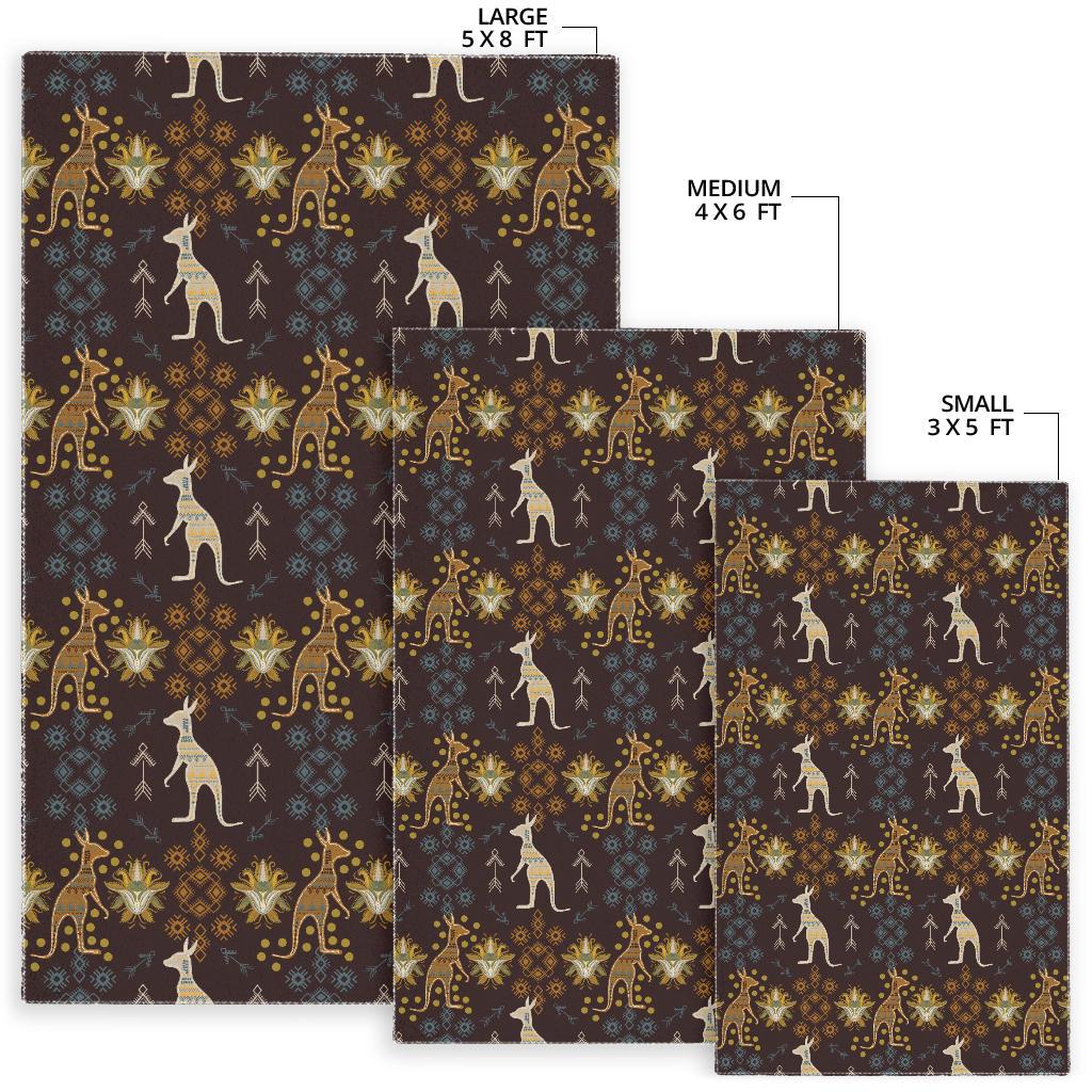 Kangaroo Aboriginal Theme Pattern  Area Rug