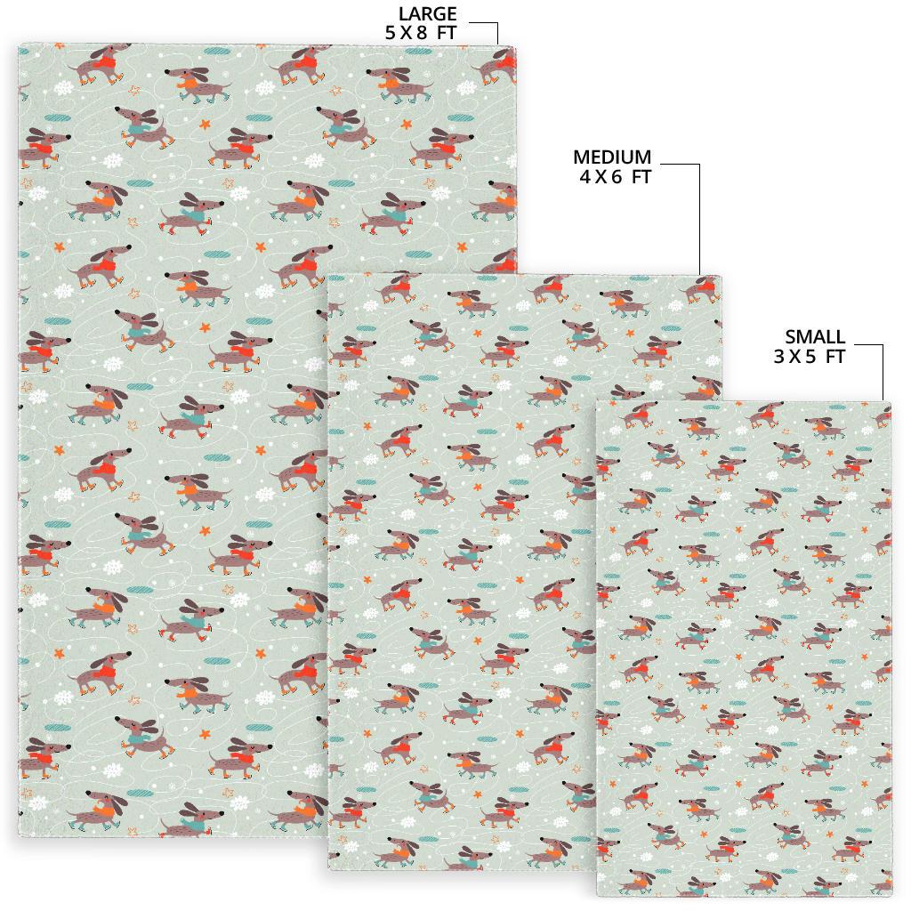 Dachshund Skating Pattern Area Rug