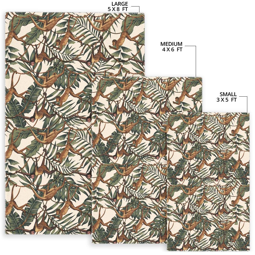 Monkey tropical leaves background Area Rug