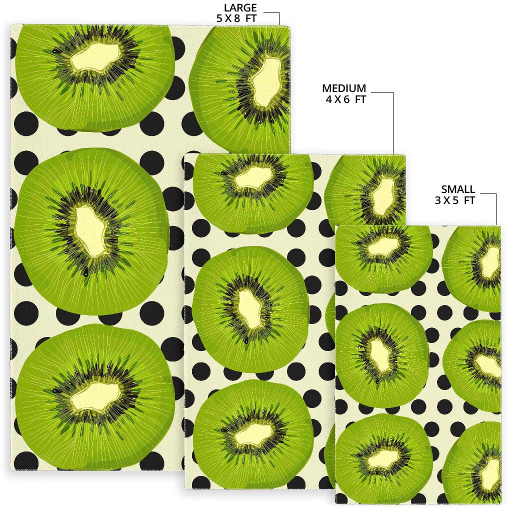 kiwi black dot background Area Rug