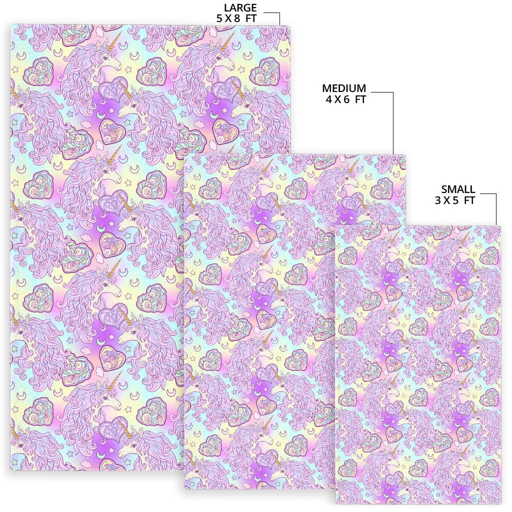 Unicorn Heart Pattern Area Rug