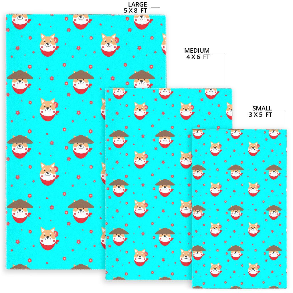 Shiba Inu Japanese Hat Pattern Area Rug