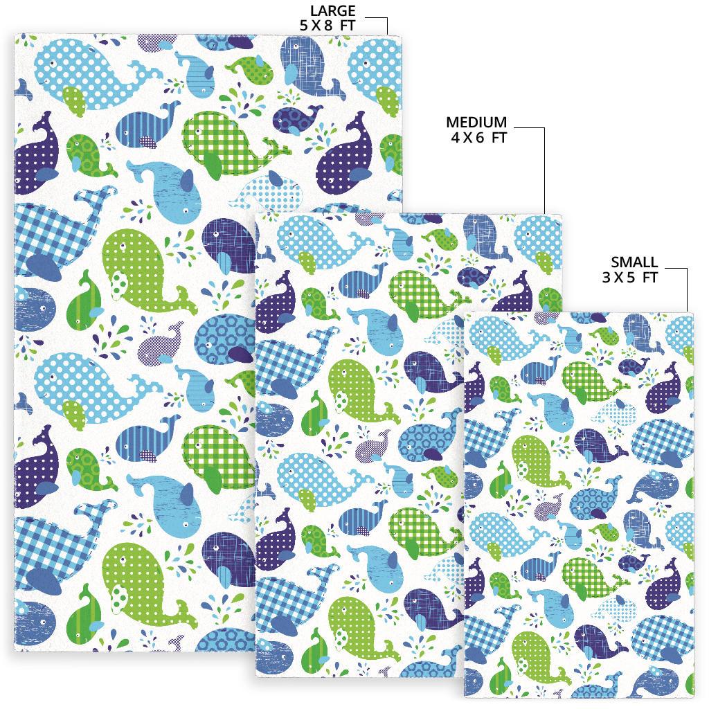 Whale Stripe Dot Pattern Area Rug