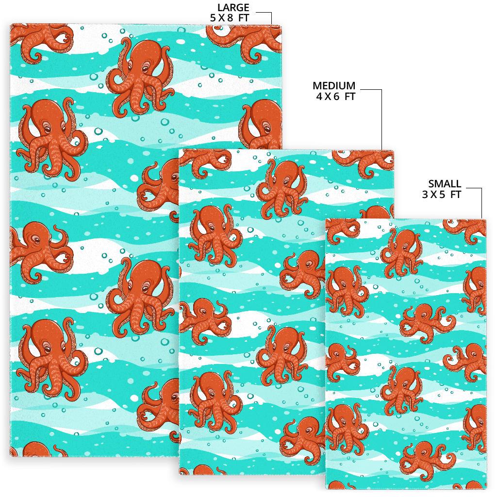Octopuses sea wave background Area Rug