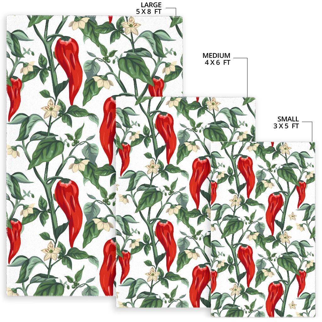 Chili Leaves Flower Pattern Area Rug