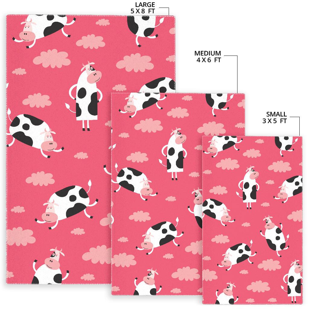 Cow Pattern Pink Background Area Rug