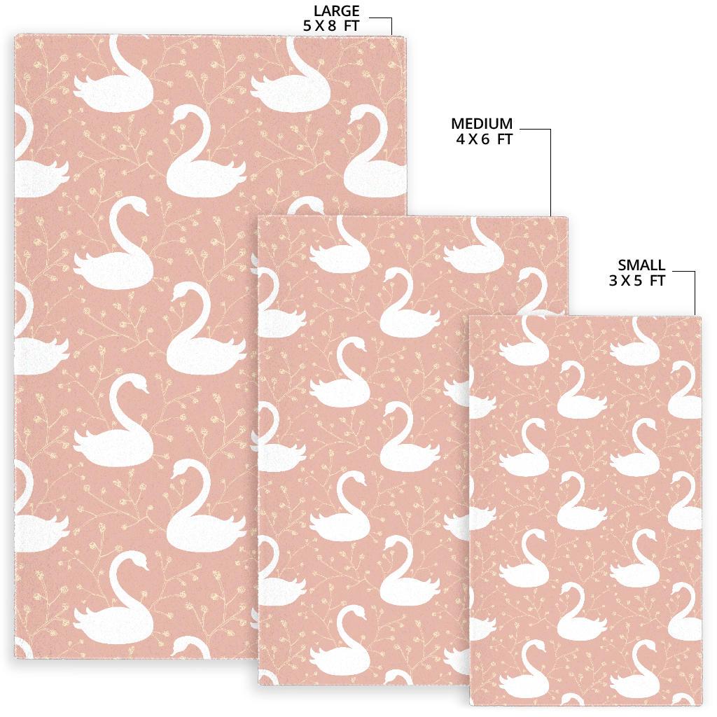 Swan flower light pink background Area Rug