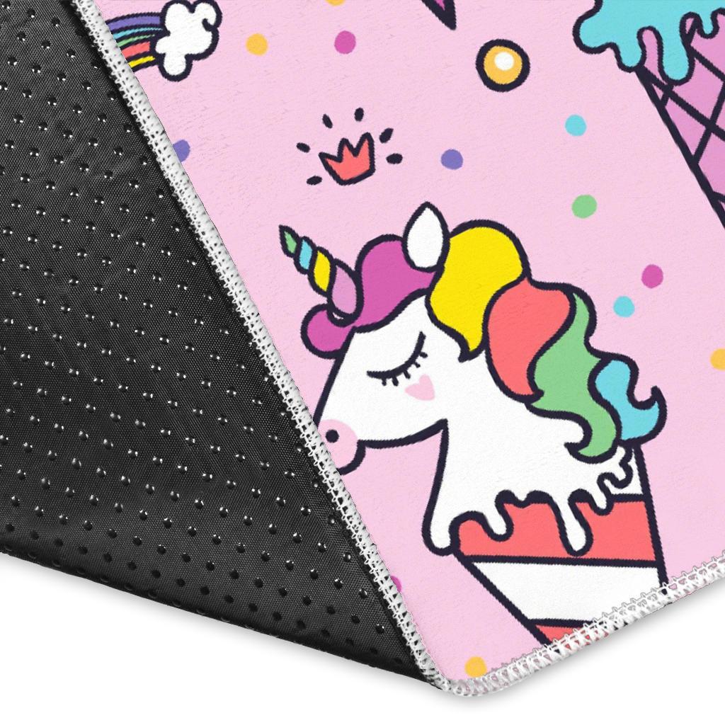Girly Unicorn Ice Cream Pattern Print Area Rug