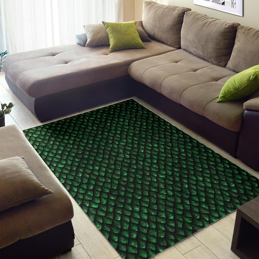Green Dragon Scales Pattern Print Area Rug