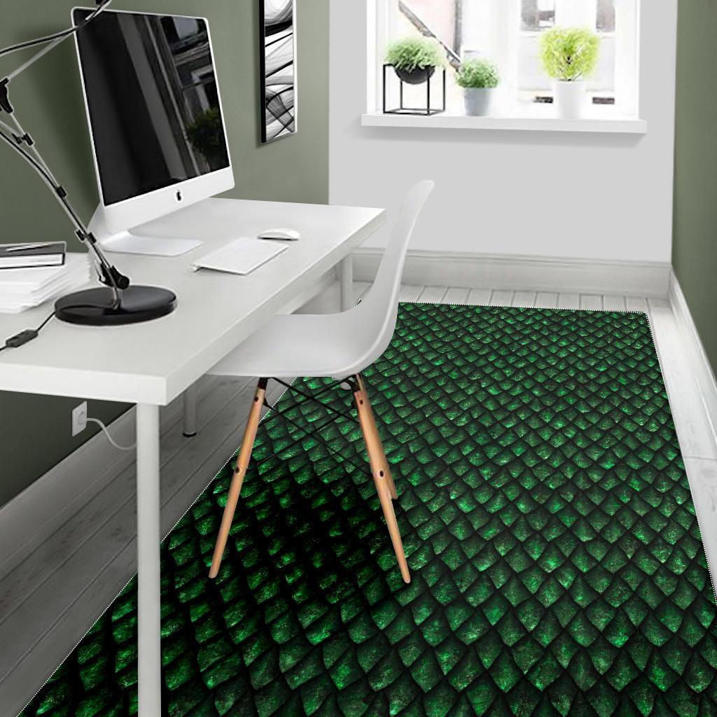 Green Dragon Scales Pattern Print Area Rug